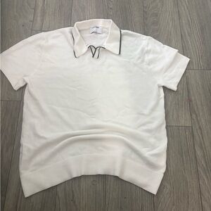 Old Navy White Polo with Black-Trim Collar